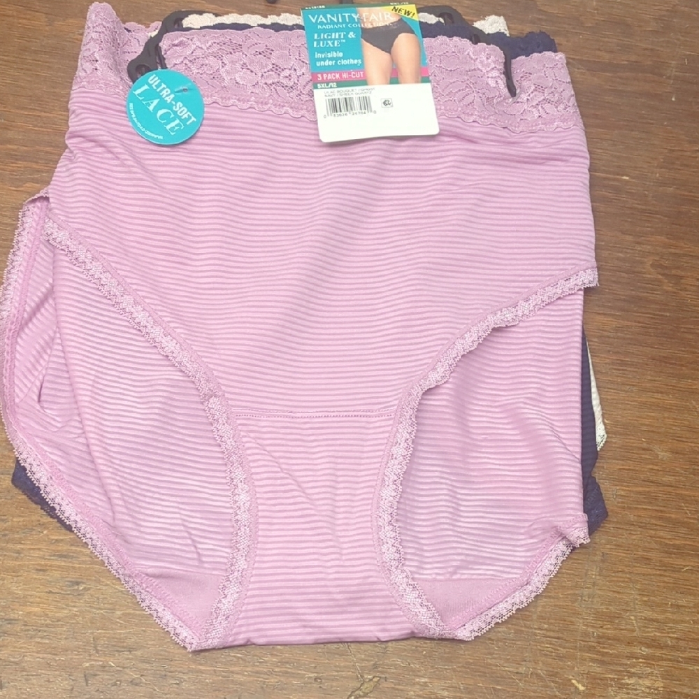 4X, 5X Vanity Fair Soft Stretch Hi Cut Plus Underwear 3 Colors, 3 Pk Undies New - Picture 2 of 10
